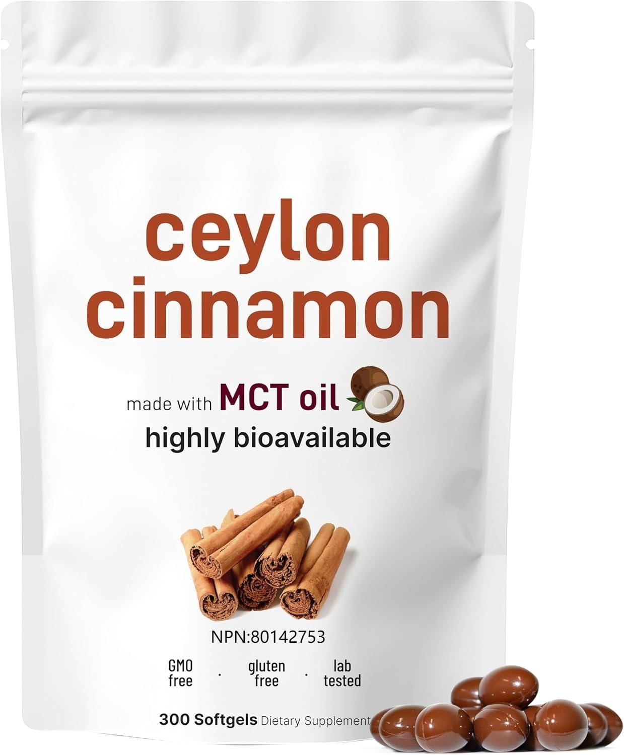 Ceylon Cinnamon Soft Gels with MCT Oil, Organic Ceylon Cinnamon Capsules, Highly Bioavailable Cinnamon Supplements, Non-GMO, Gluten Free, Micro Ingredients Formula – 300 Softgels (2Pack) — view 9