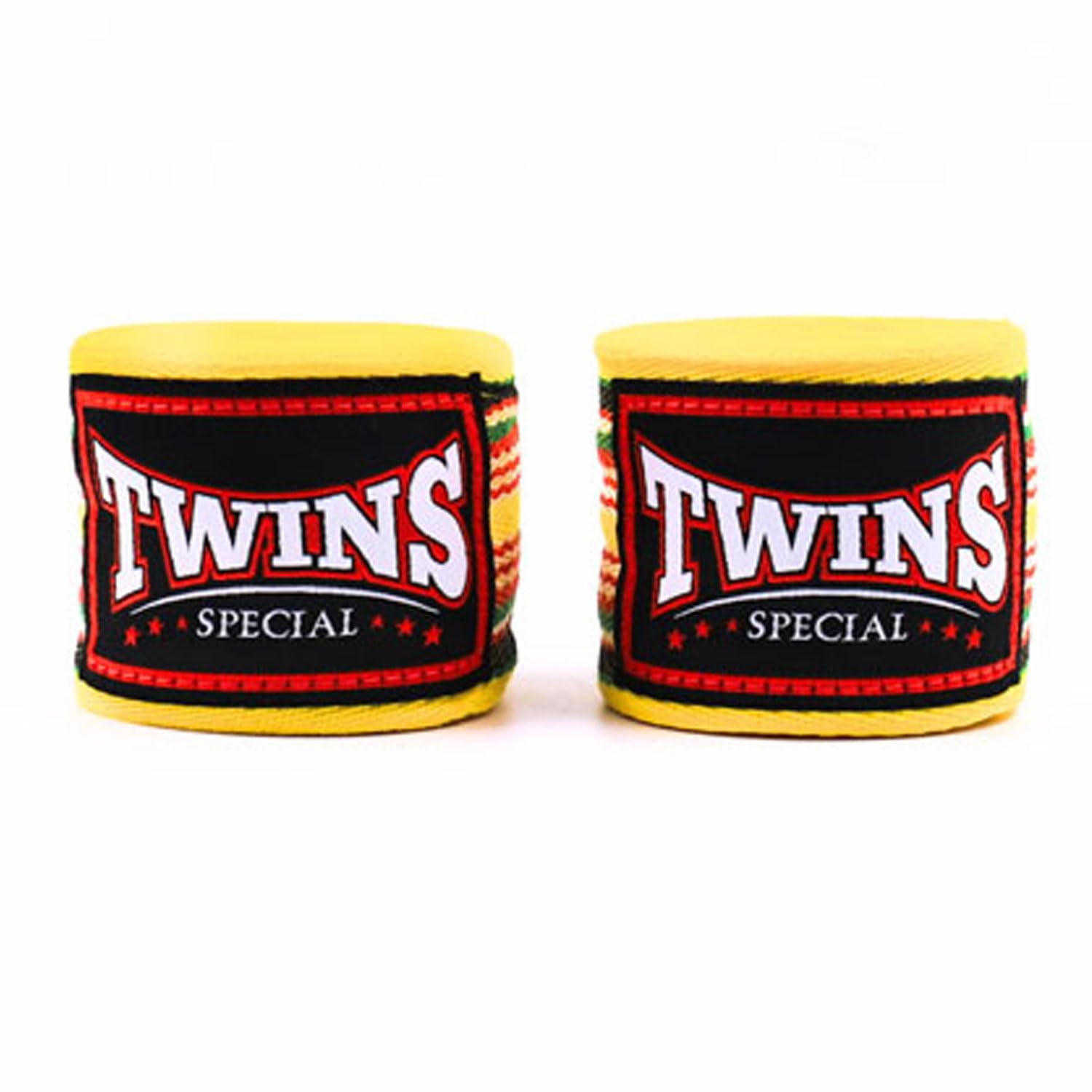 Muay Thai Kick Boxing Hand Wraps Yellow and Green Stripes