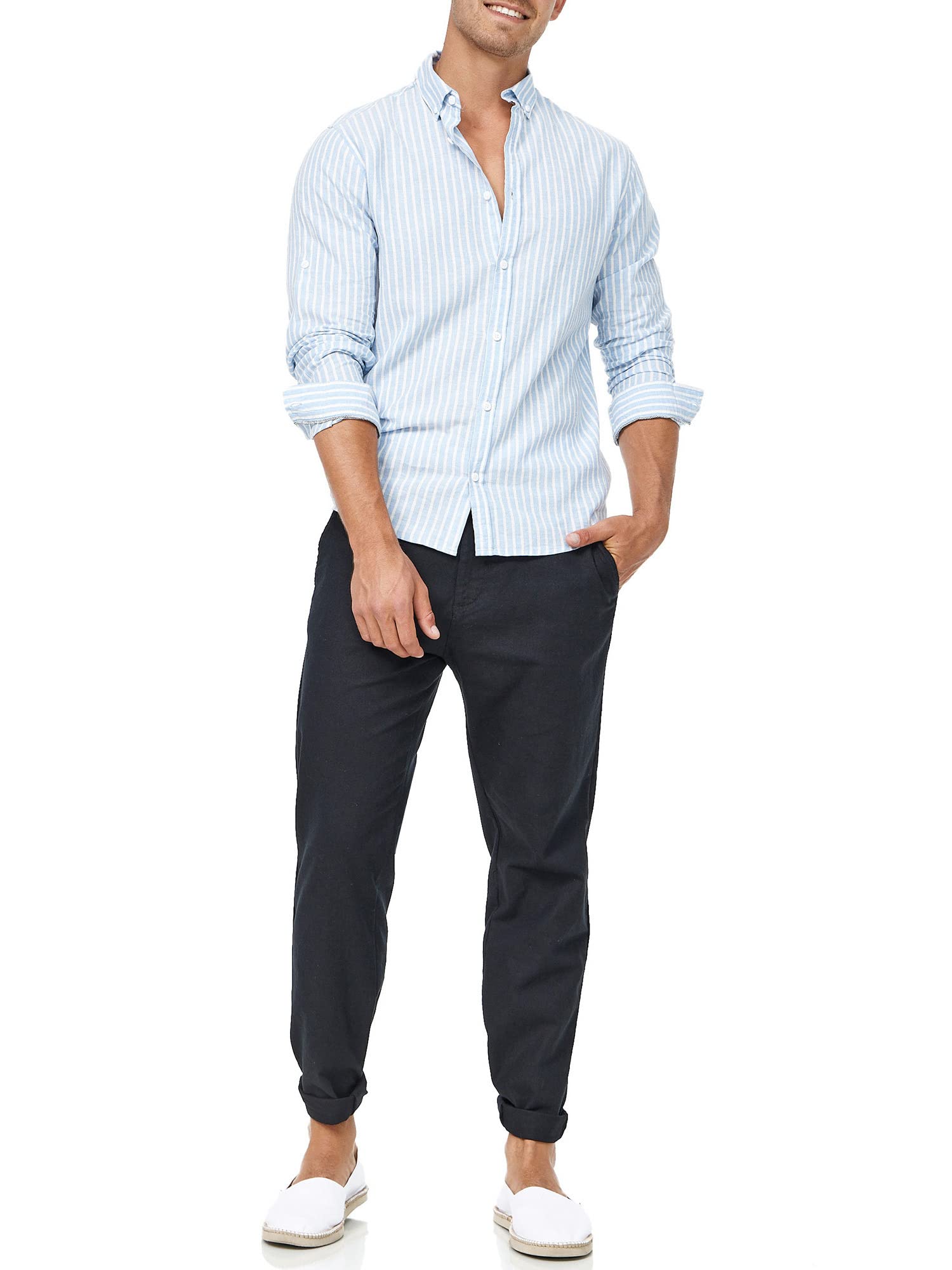 Indicode Uomini Veneto Pants | Pantaloni in Lino e Cotone