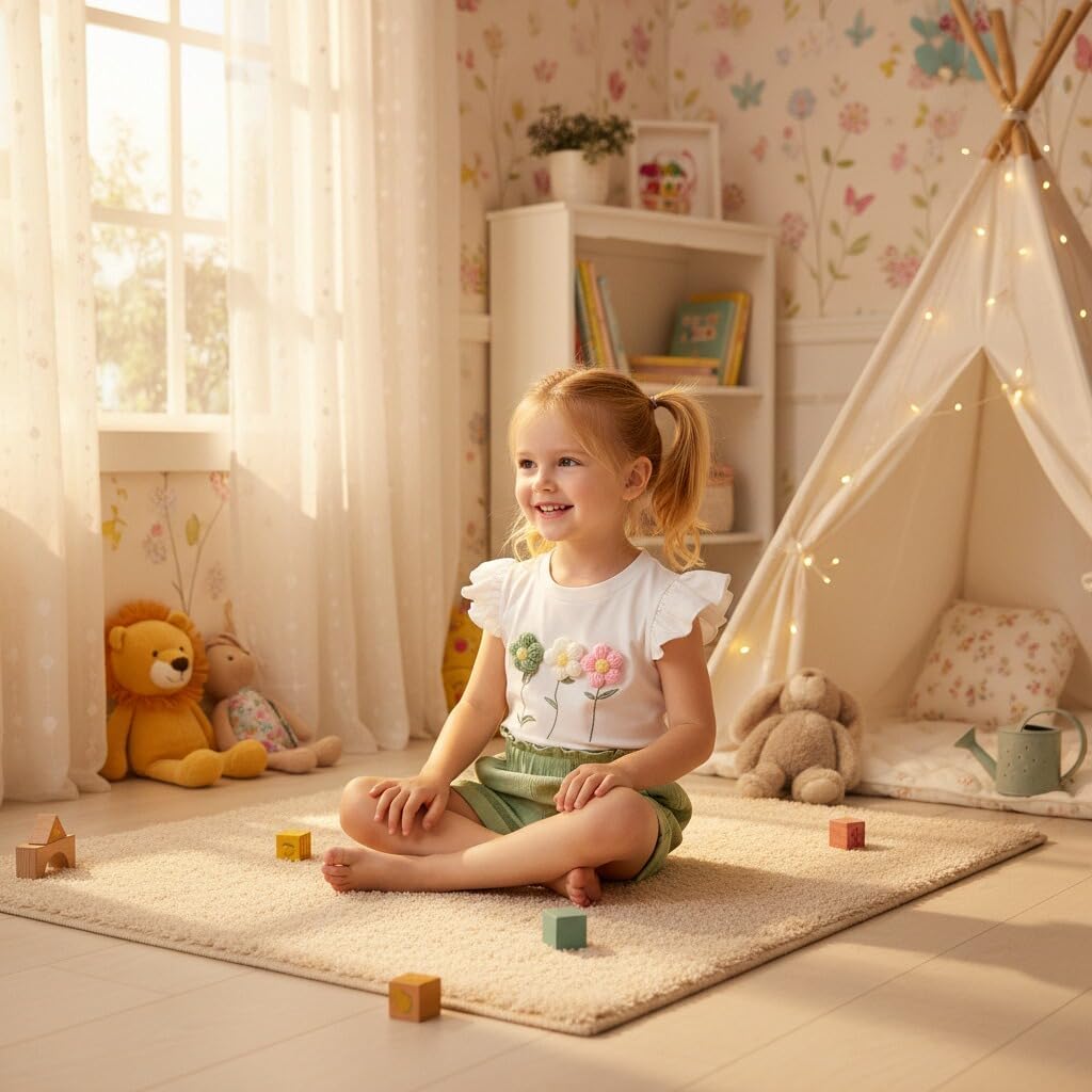 Toddler Baby Girl Summer Outfit Flutter Sleeve Floral T-shirt Top + Chiffon Shorts 2Pcs Set