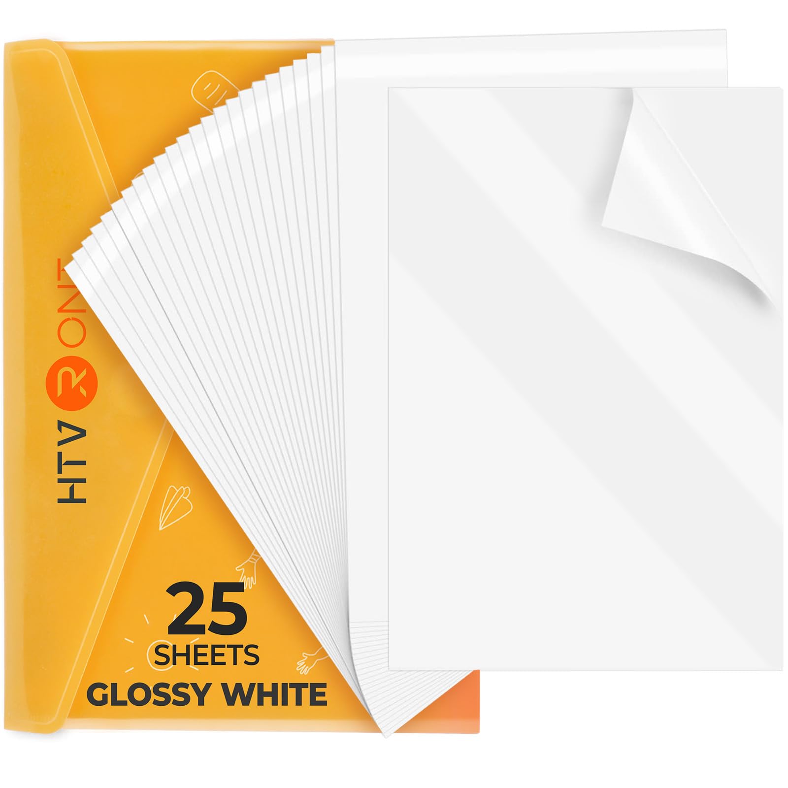 HTVRONT Printable Vinyl Sticker Paper - 8.5"x11" Glossy White printable vinyl for inkjet printer 25Pcs - Dries Quickly and Holds Ink Beautifully