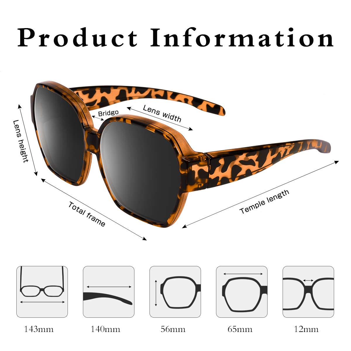 Oversized Square Fit Over Sunglasses Polarized UV400 Unisex Classic Style Polarized Square Sunglasses Men Women UV400 Mirrored Sport  main image 4