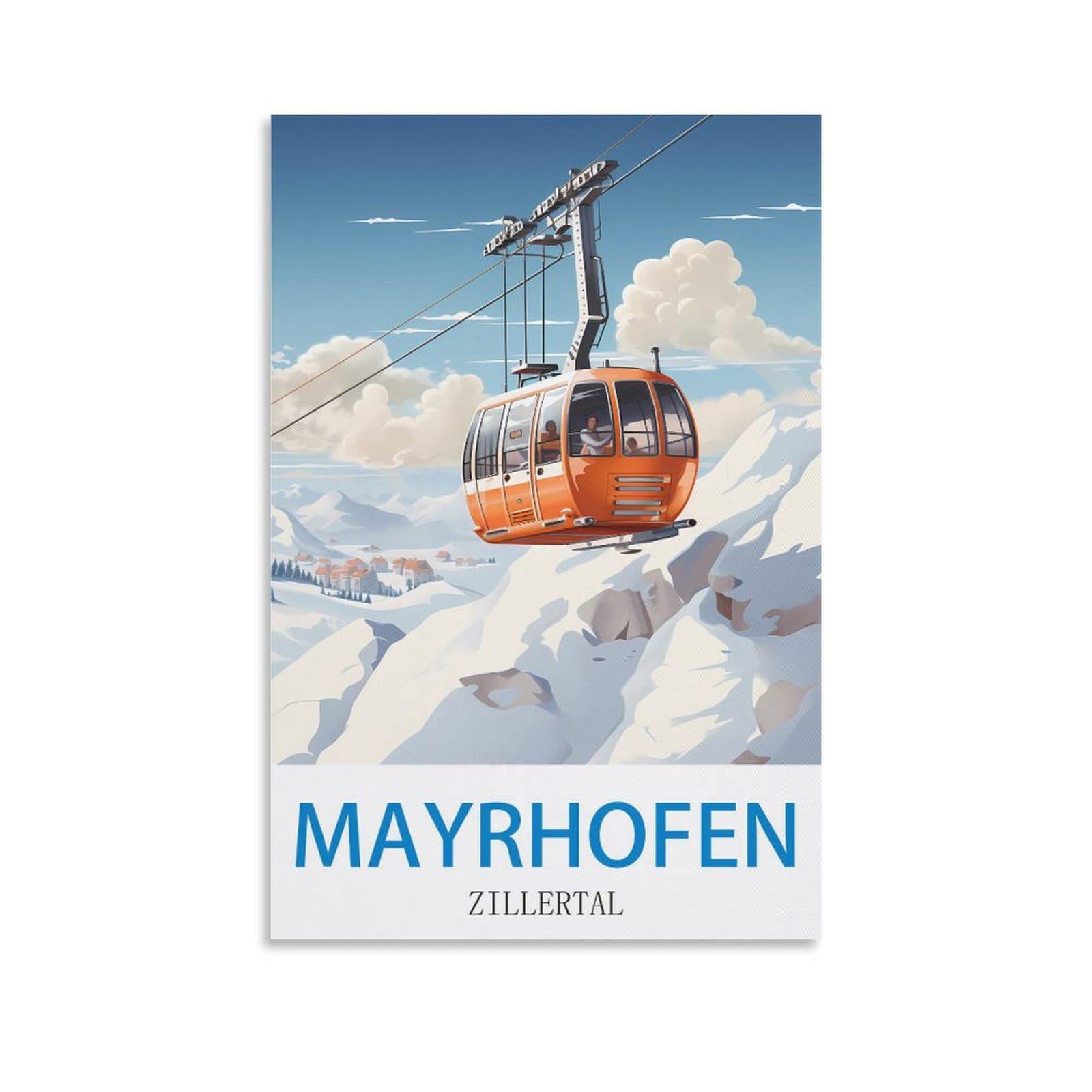Ndoud Unframe-Style Mayrhofen Zillertal Vintage Travel Posters Skiing 08X12inch(20X30cm) Wall Art Picture Print Canvas Painting For Living Room Home Decor