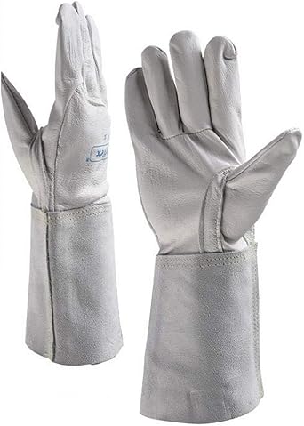 TOPDC Schweißerhandschuhe 35 Cm - Hitzebeständige Lederhandschuhe Für Schweißen, Grill & Mehr