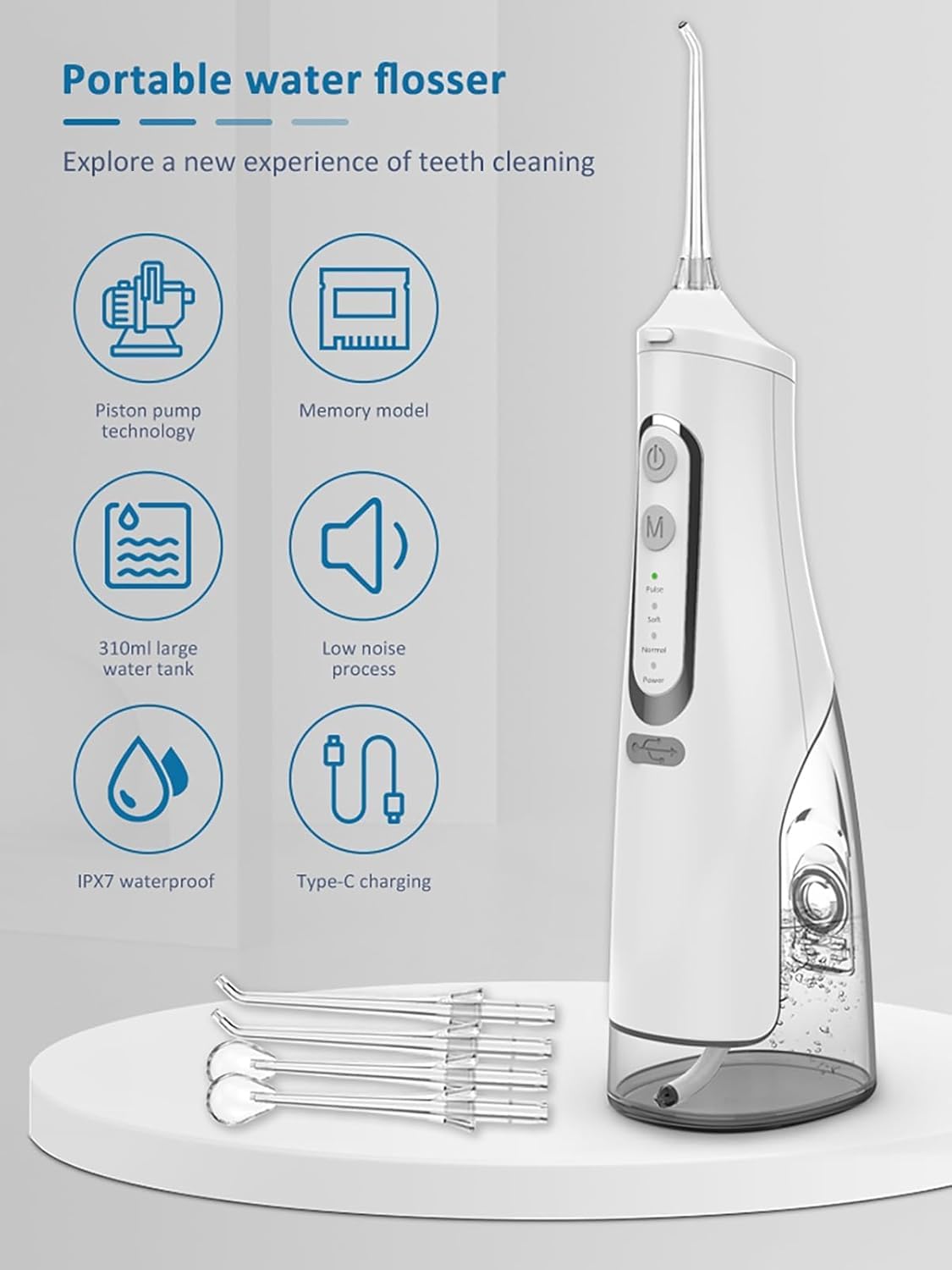 Oryzom Irrigador Dental,irrigador Bucal Portátil, Adecuado Para Uso Familiar Y De Viaje (Negro)