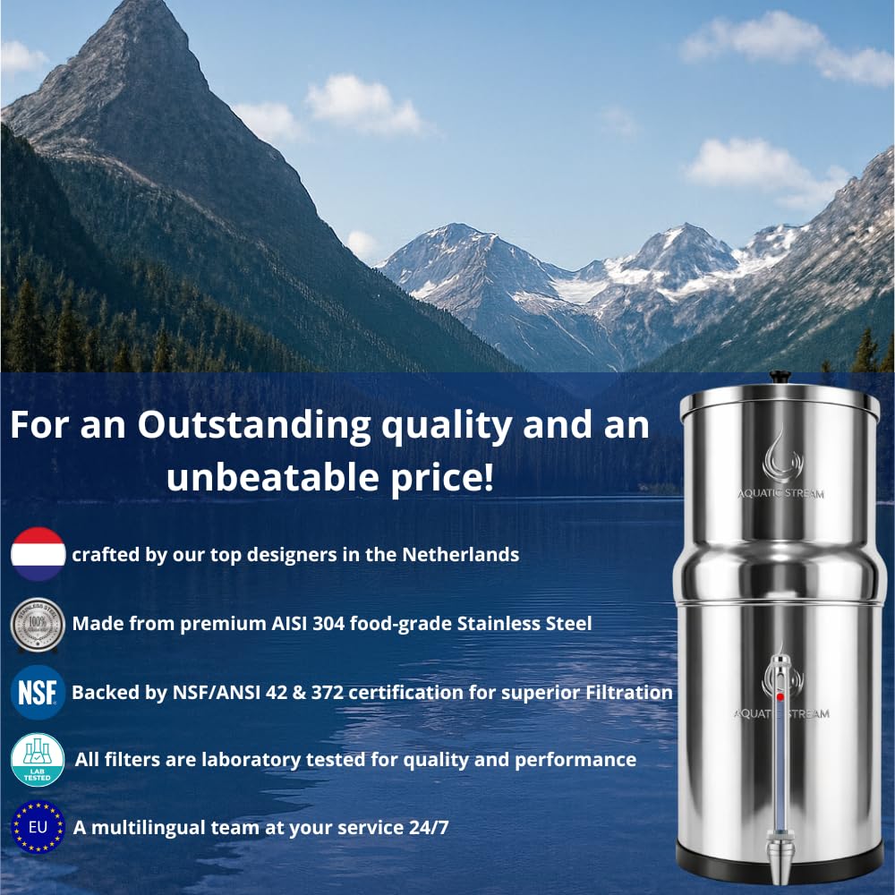 8.5L Système de Filtration gravitaire | Coldstream FTO+ Filters + Stainless Steel Spigot