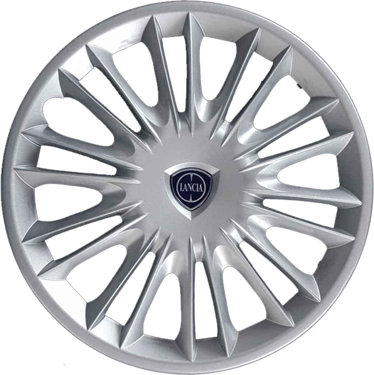 Kit di 4 copricerchi adattabili - per LANCIA YPSILON (logo nuovo)- diametro 15" - non originali