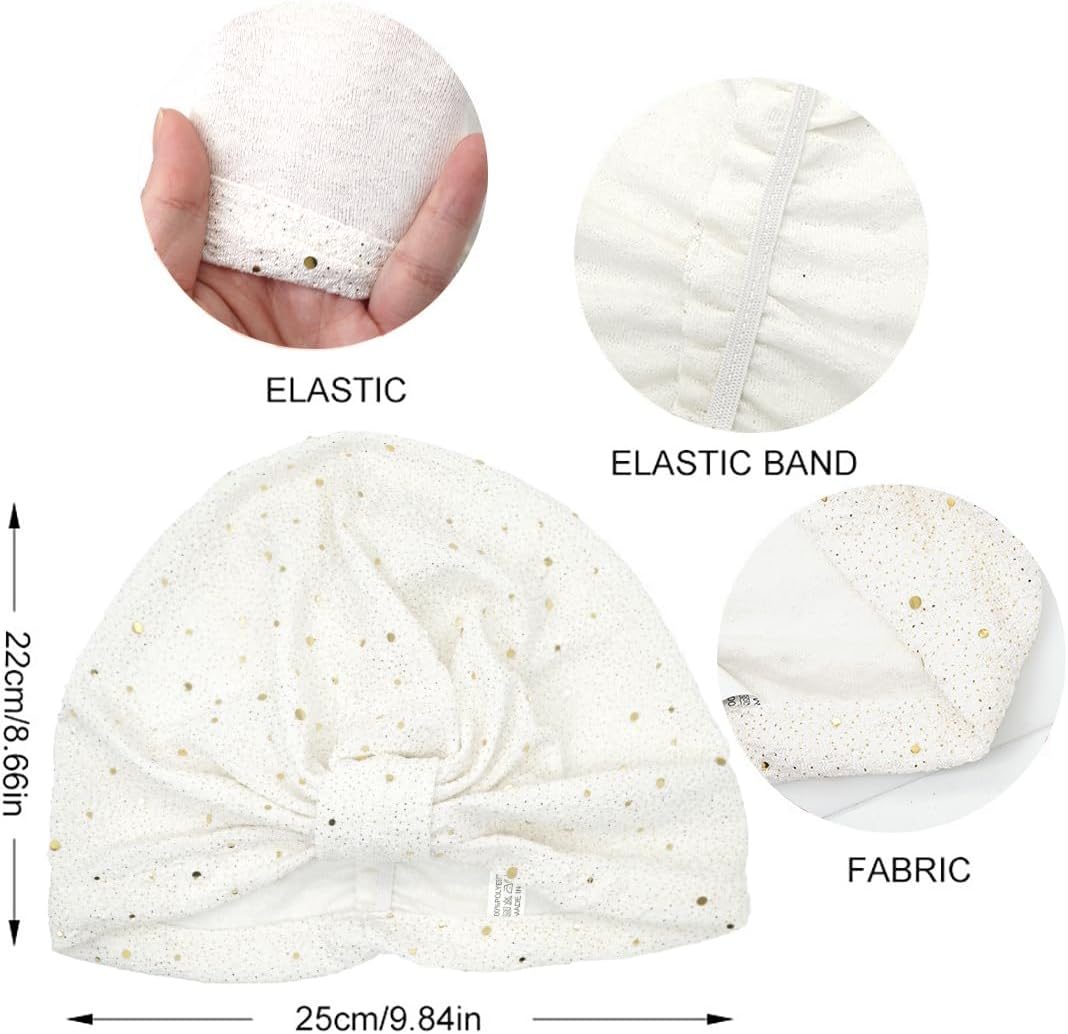 Sequin Turban Hat for Women - Glitter Pre-Tied Headwrap, Stretchy Chemo Head Cover, Elegant Hijab for Hair Loss