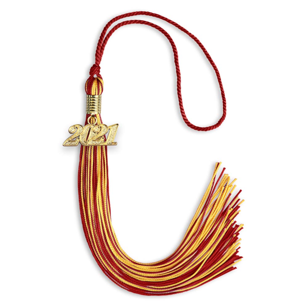 Endea Graduation Mixed Double Color Tassel with Gold Date Drop (Red/Gold, 2021)