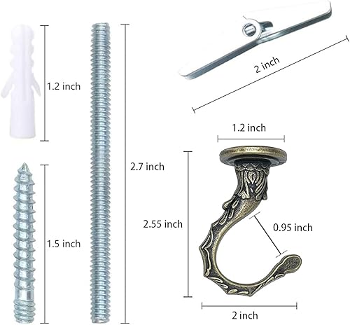 Miniatura 3 de 5 juegos de ganchos de techo de alta resistencia con accesorios para colgar plantas, instalación de techo, fijación de pared con cavidades (5 juegos