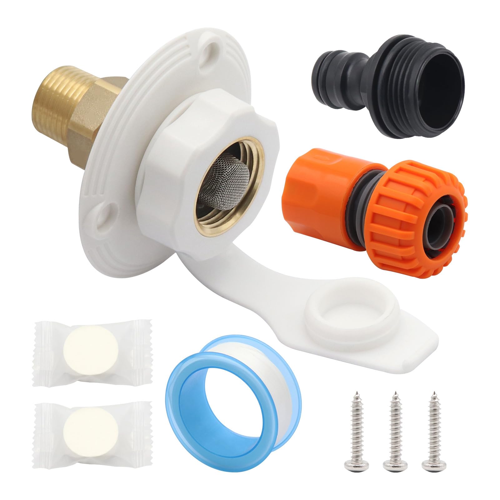 Auyxssz Women's White Upgrade Water Connection With Rv City Water Inlet With Check Valve And Quick Connector Set Suitable For Trailers Rv City Inlet Check Valve And Quick,
