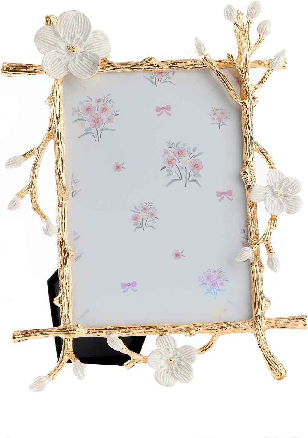 Gold Frame,golden branches Textured Picture Frame,Vertical Display,Tabletop & Wall Display,Perfect for Home Decor,Commemorate Wedding and Graduation,Art,1-Pack (Gold-White, 4 * 6inch)