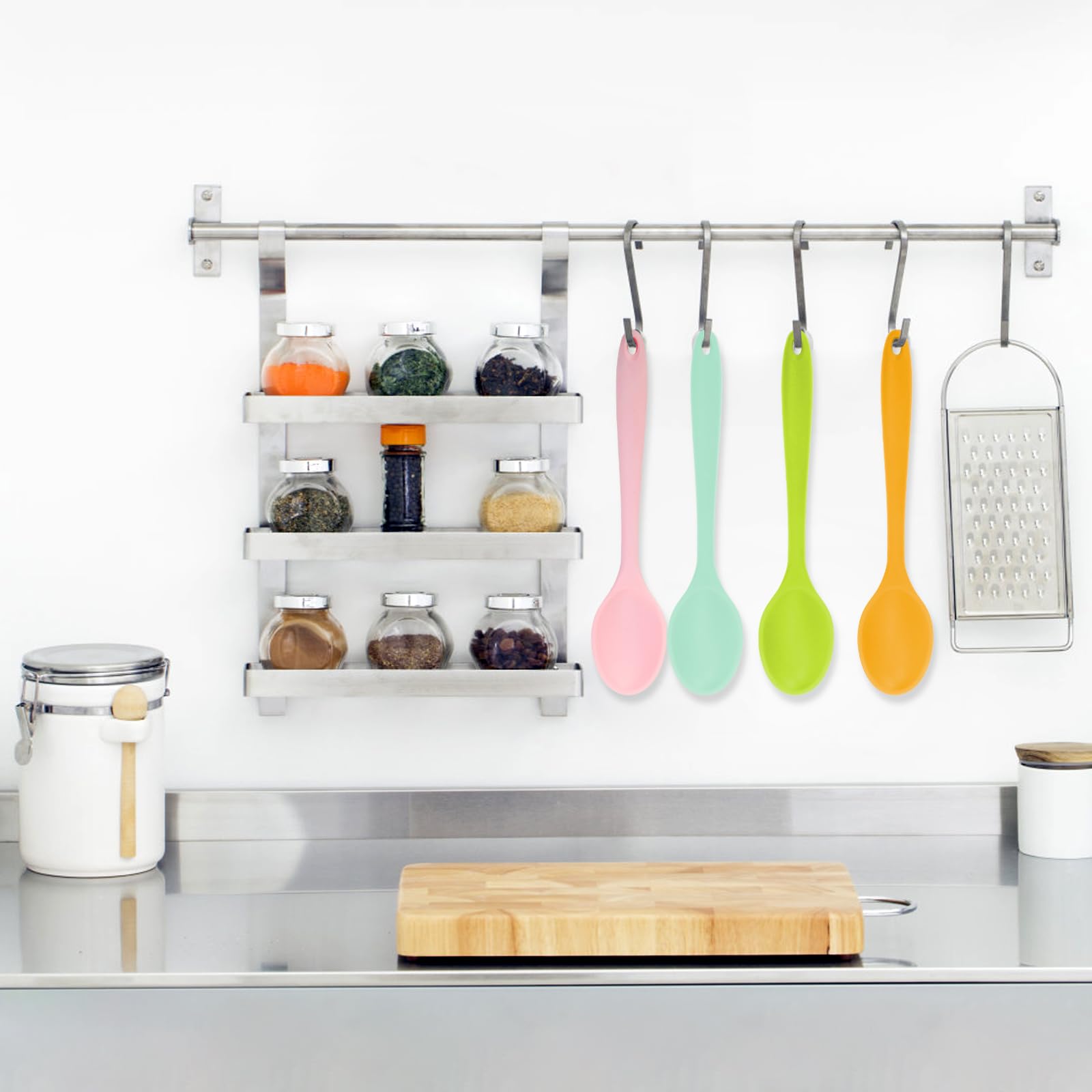 Paquete de 10 cucharas mezcladoras de silicona, cucharas de cocina resistentes al calor de 10.8 pulgadas para cocinar, cuchara grande antiadherente para hornear, raspar y servir