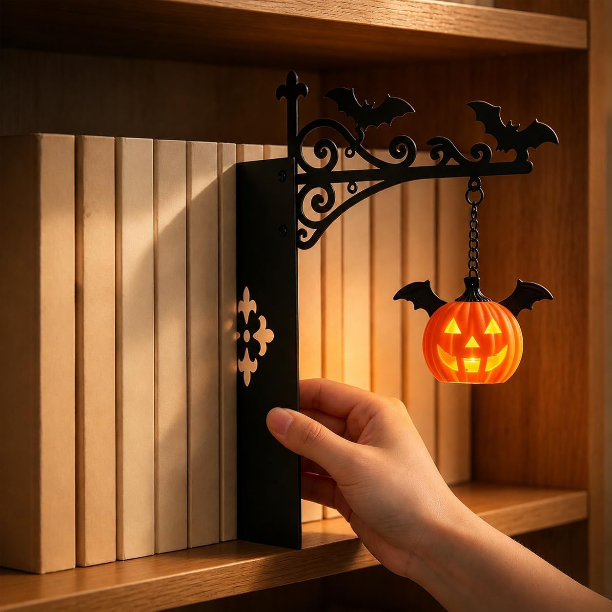 Library Lantern Decorative Bookshelf Lighting, Reading Bookshelf Lamp Lights for Bookworms, Antique Led Ghost Books Nook Lamp Ornament for Study Reading Corner, Unique Gift for Book Lovers (#D)