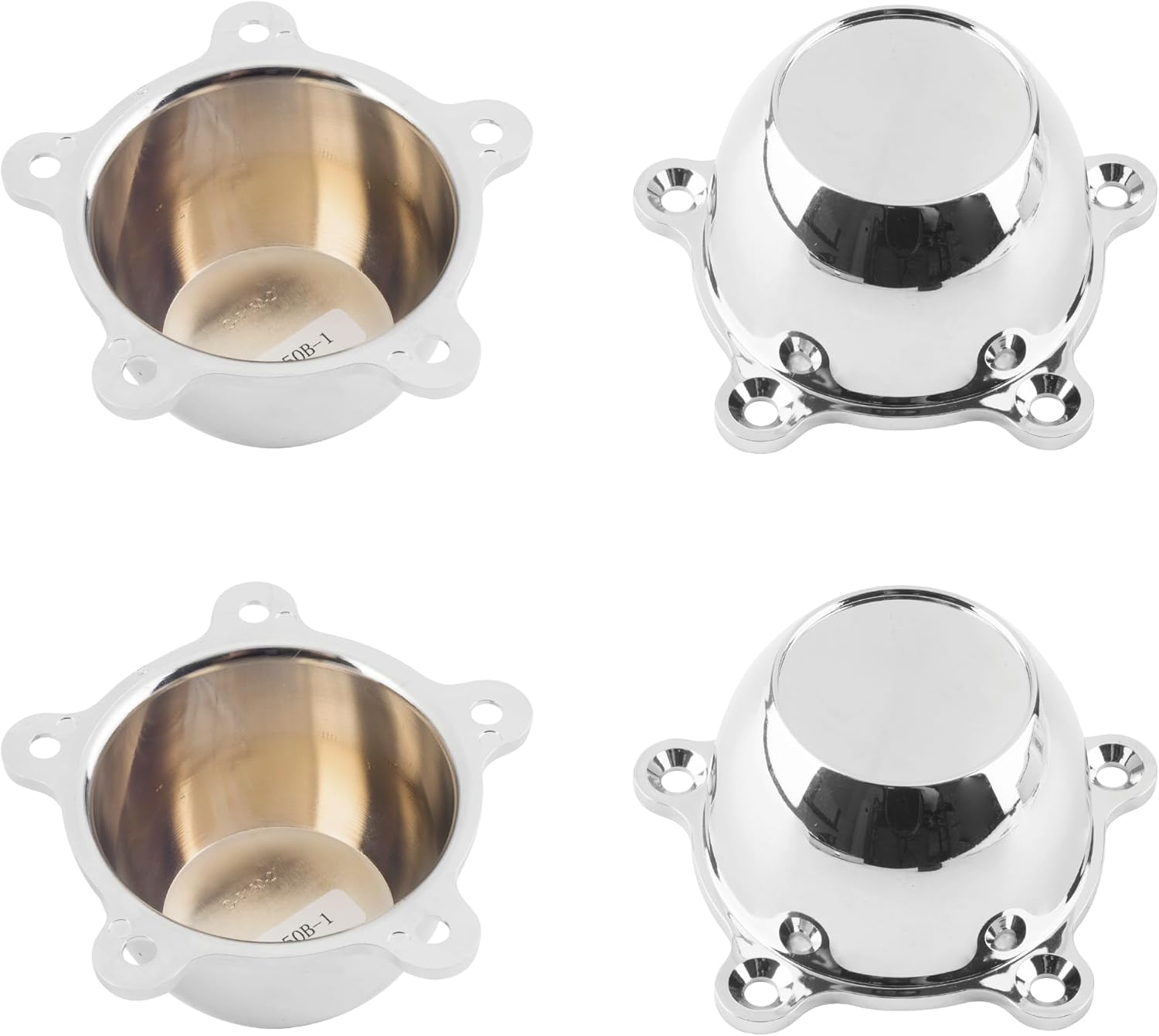 5 Dog Ear 1.96" Spacing Wheel Rim Center Caps Chrome Wheel Center Cap W/Screws, Pack of 4