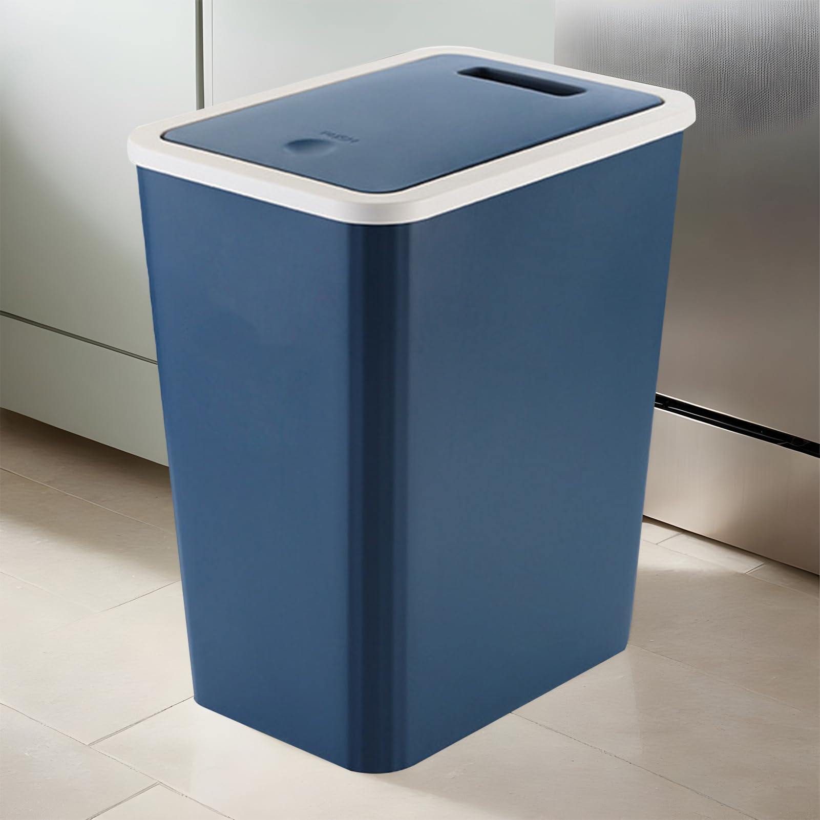 Slim Modern 13L Recycling Bin Trash Can with Lid Press Top Design 12.2x10.24x7.09 Inches