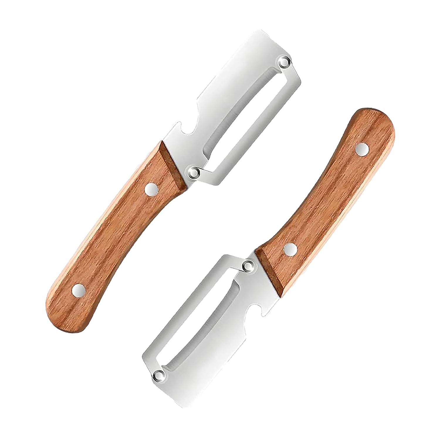 2-in-1 Multifunctional Vegetable Peeler with Wooden Handle & Stainless Steel Blade, Multifunctional Vegetable Peeler, Built-in Bottle Opener, Fruit & Vegetable Kitchen Peeling Tool (1Pcs) — view 8