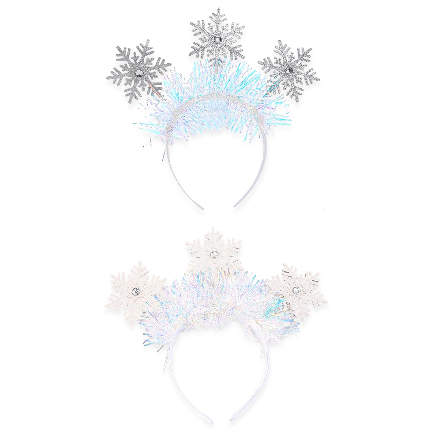 2 Pieces Sequin Snowflakes Headbands Decorative Headbands Kids Party Headbands Glitter Headbands Gift