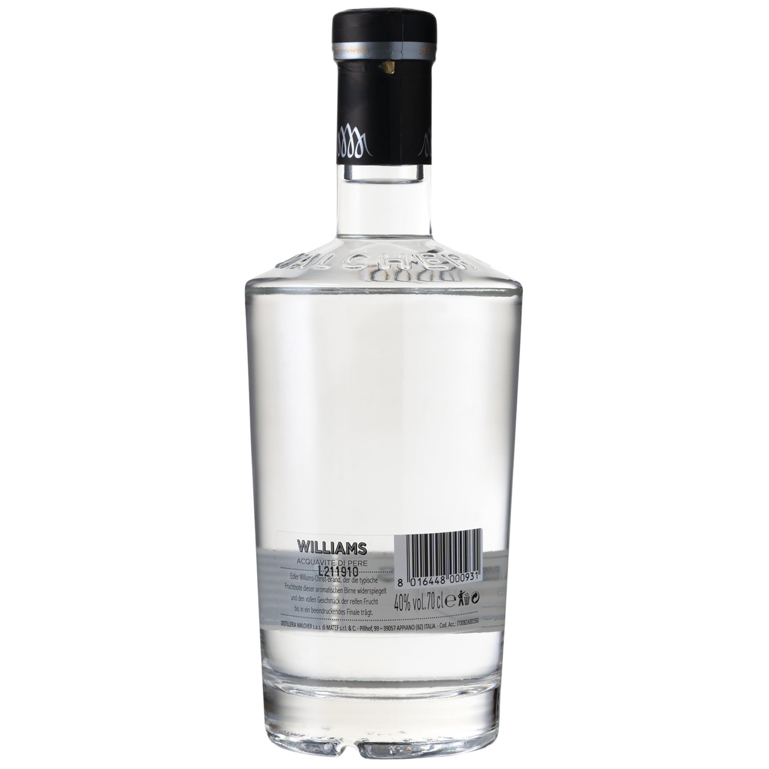 Walcher Williams Christ-Edelbrand – Klassischer, milder Birnenbrand aus Südtirol (1 x 0,7 l)