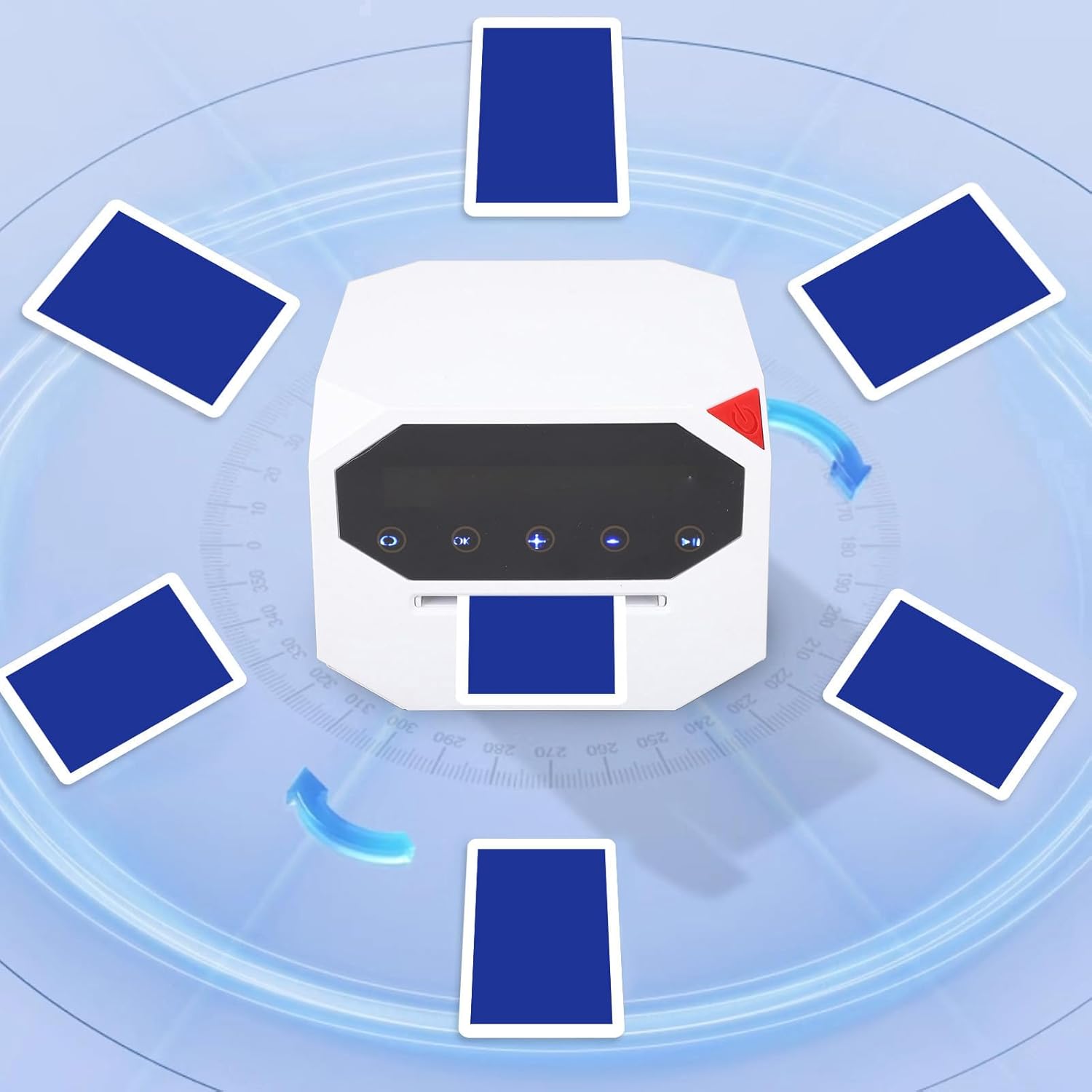 GOTOTOP Portable Card Shuffler and Dealer, Automatic for Poker Blackjack Texas, 360 Rotatable with Adjustable Settings for Game Nights