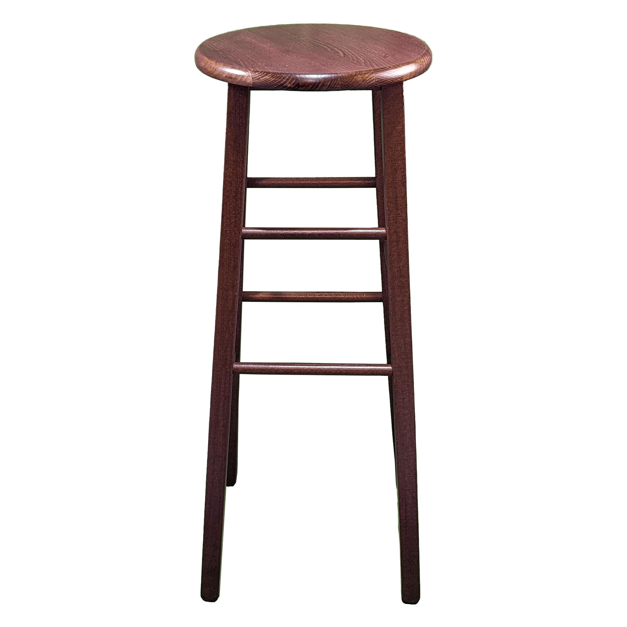Sicignano | Sgab Sgabello Tondo in Legno Massello, Piede Dritto, Struttura Stabile e Sicura - Dimensioni Altezza 80x32 cm Diametro Seduta - Noce, Artigianale, per Pub Bar Ristoranti Cucina, SED951