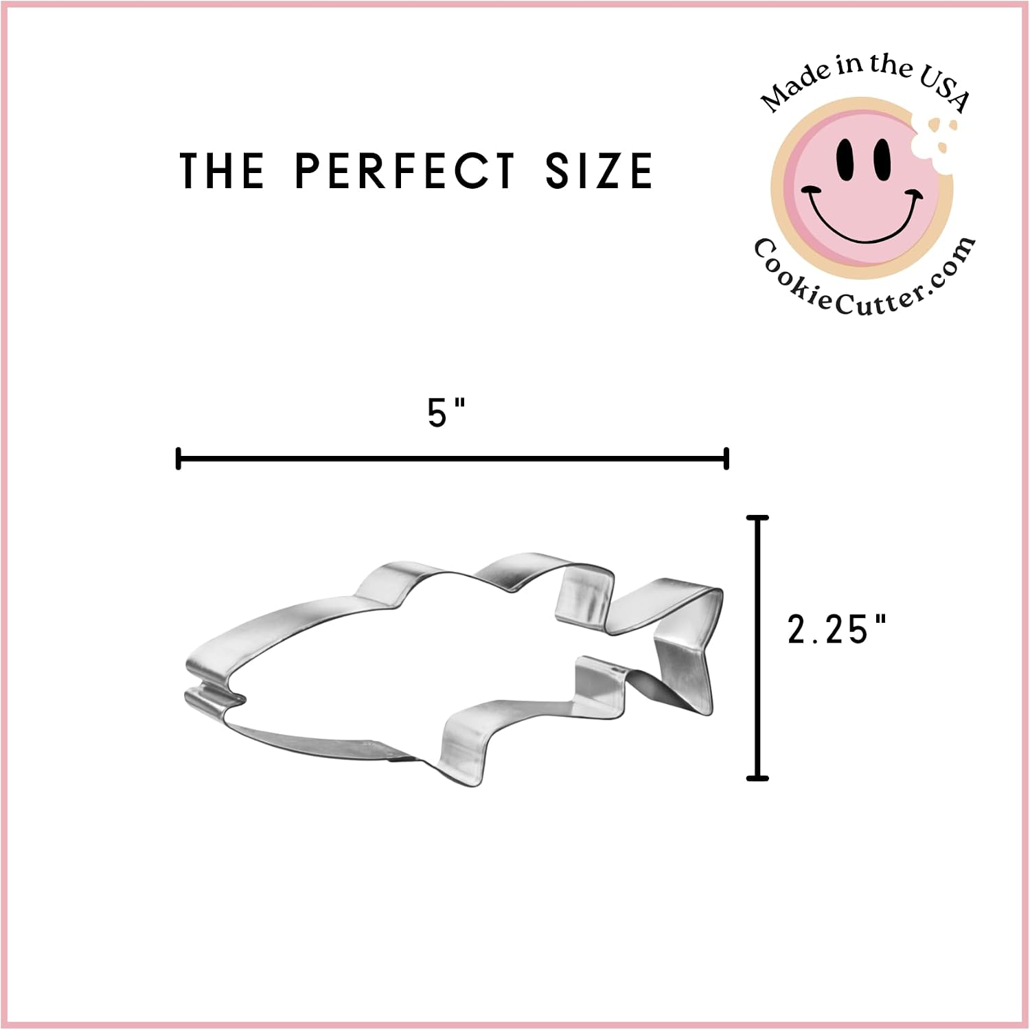 Foose Store Bass Fish Cookie Cutter 5.5 Inch –Tin Plated Steel Cookie Cutters – Bass Fish Cookie Mold