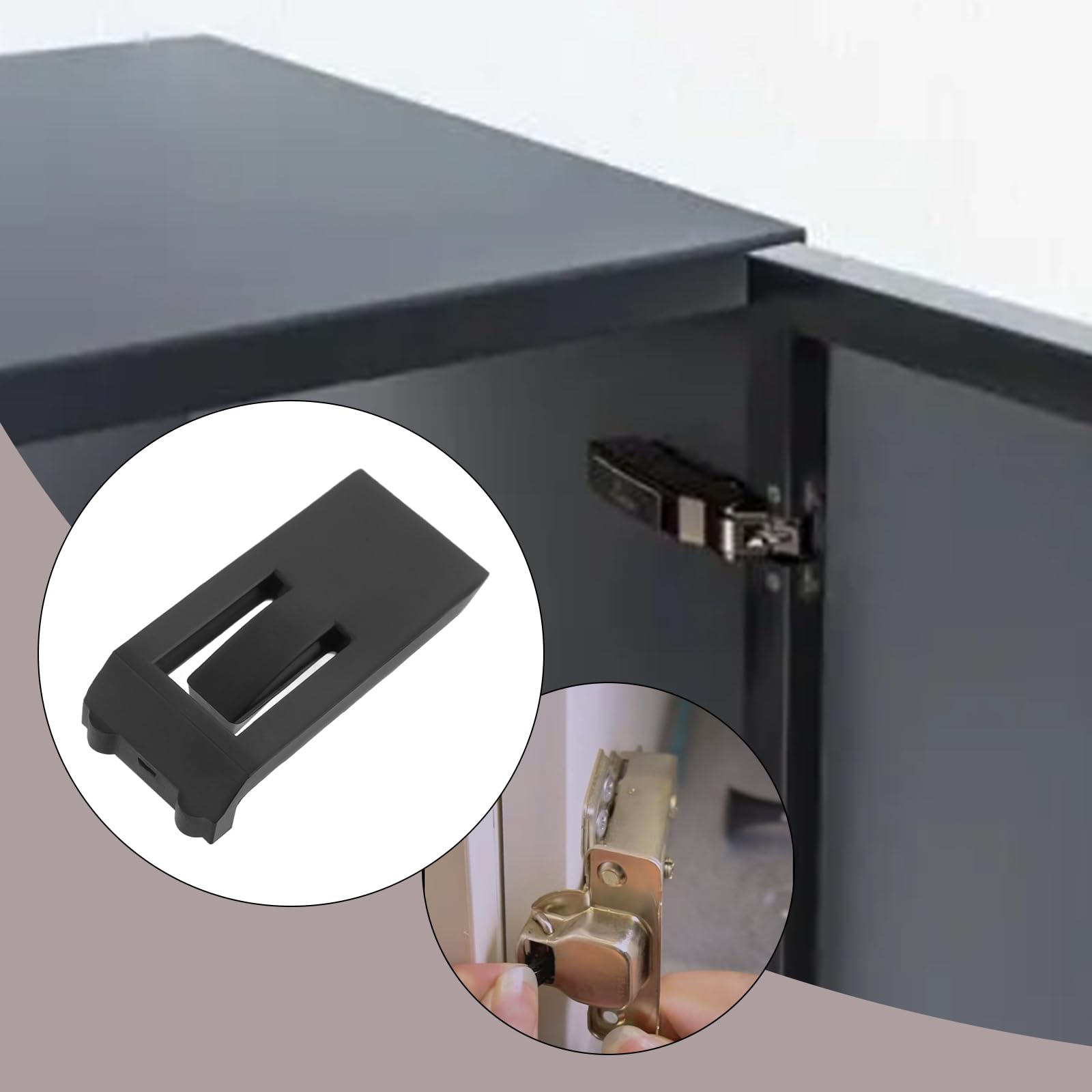 ECSiNG 10x Hinge Restrictors Angle Stops Hinge Clip Compatible with Blum 74.1103 for 107 Degree Hinges Black(16.5mm x 7.4mm x 1.8mm) - Image 2