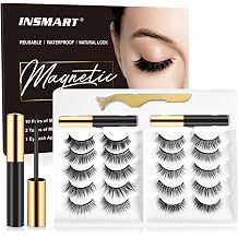 Magnetic Eyelashes with Magnetic Eyeliner Kit -10 Pairs Upgraded 3D 5D Magnetic Eyelashes Kit with Tweezers & 2 Tubes of Magnetic Eyeliner, Reusable, No Glue 10 Pairs