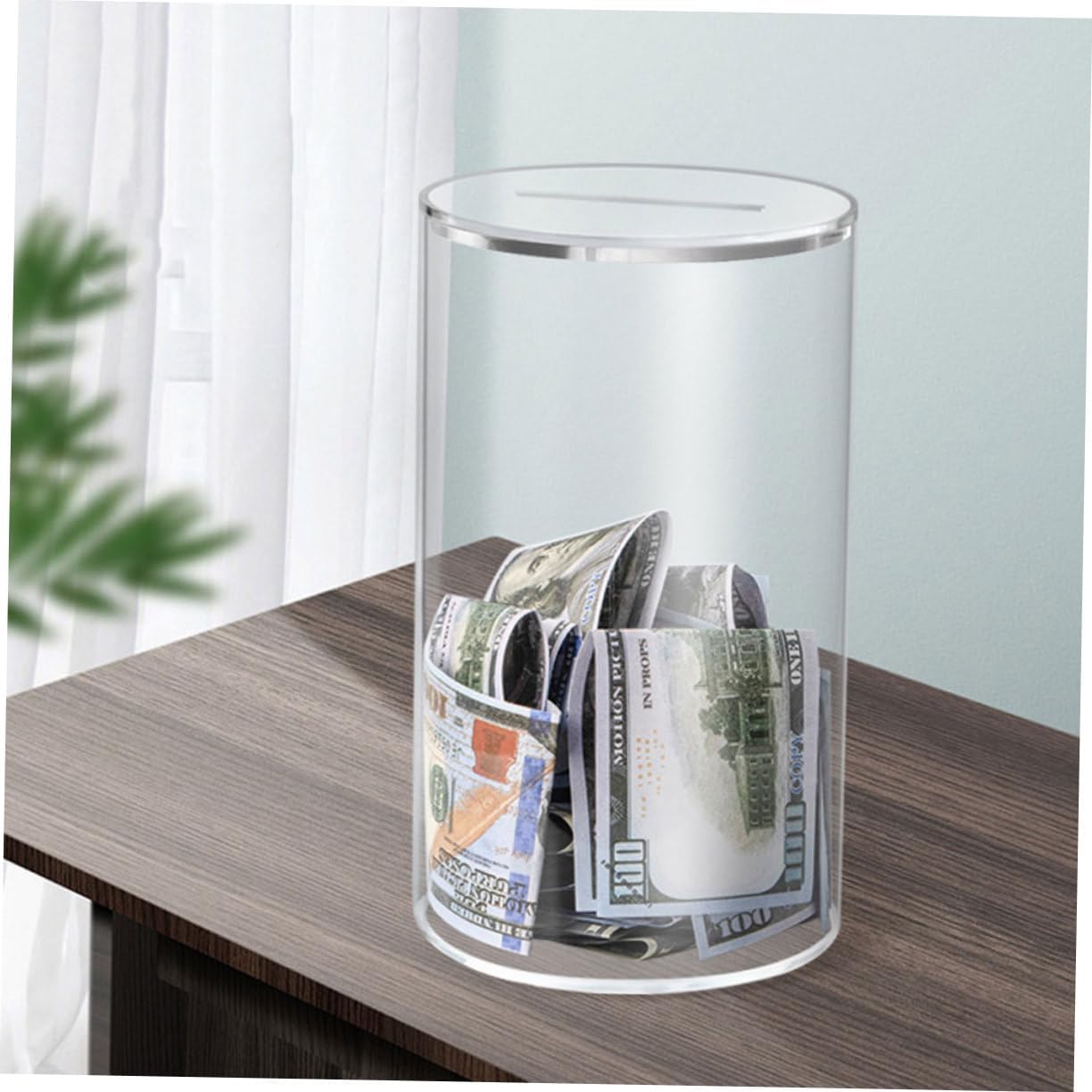 3-Piece Acrylic Money Saving Box Set Coin Bank Money Container for Boys and Girls Adults Supply Coin Pot Lid