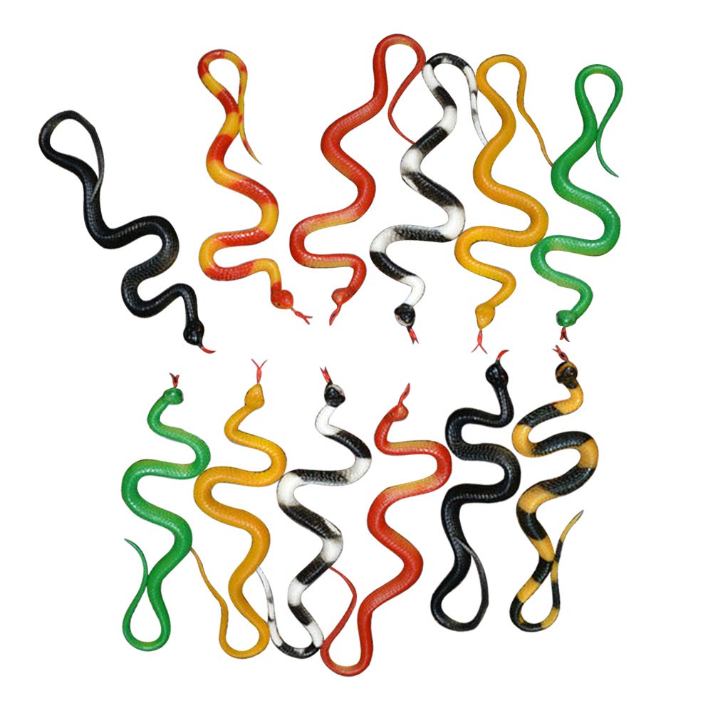 Ailuck Snakes Toys,Plastic Snakes, Realistic Non-Toxic Plastic Snakes Assorted Colorful Rubber Fake Snake Toys Prank Halloween Props for Kids Childrens Boys Girls(12 Pack)