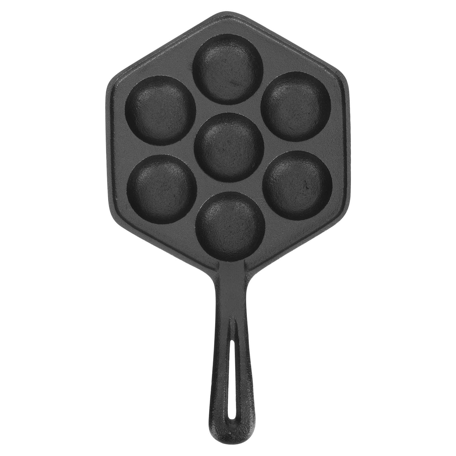 TOYANDONA Padella per Polpette in Ghisa Foro Grande da 5,5 Cm, Antiaderente senza Rivestimento, per Cucinare senza Attaccare Cibo