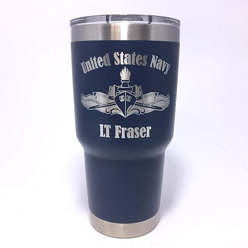 US Navy Surface Warfare Design, Laser Engraved Yeti Stainless Steel Tumbler With Your Choice Of NEW DuraCoat Colors - NOT A STICKER!! disponible en Yaxa Peru