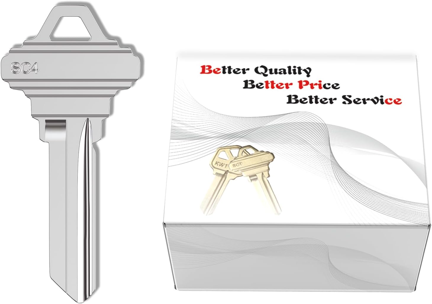 WAH LIN PARTS Blank Key Blanks, Pack of 100 Uncut Blank Keys, Copper Structures Blank Keys(SC4), Nickel, Brass, WL-SC4