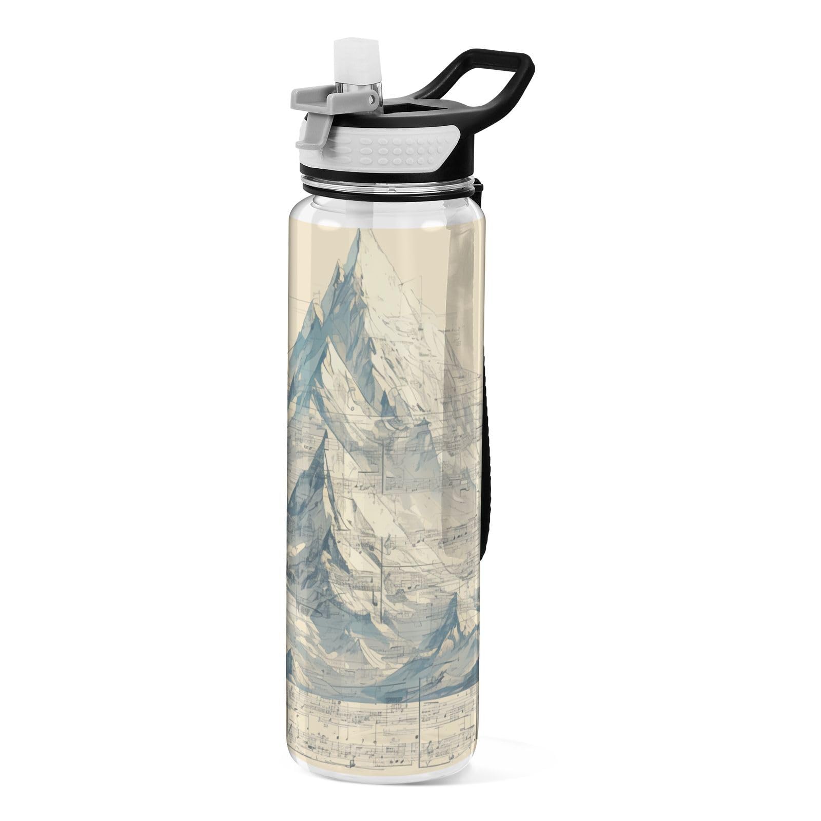 Bouteille eau sport Tritan 887ml pour vos randonnées et séances de gym beige style montagne