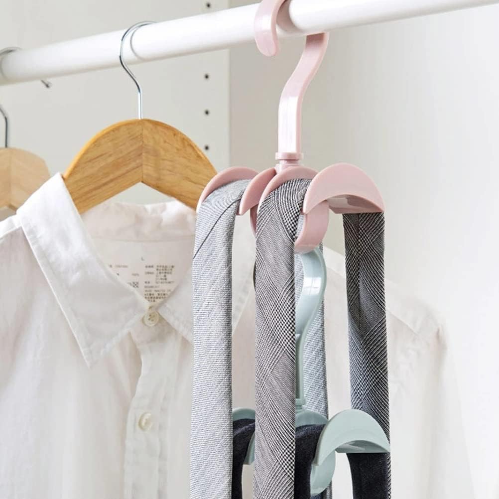 2 PC Rotatable Bag Storage Rack Scarf Belt Hanger Bag Hanging Rack Free-Nail Wardrobe Tie Rack Closet Rack Random Color