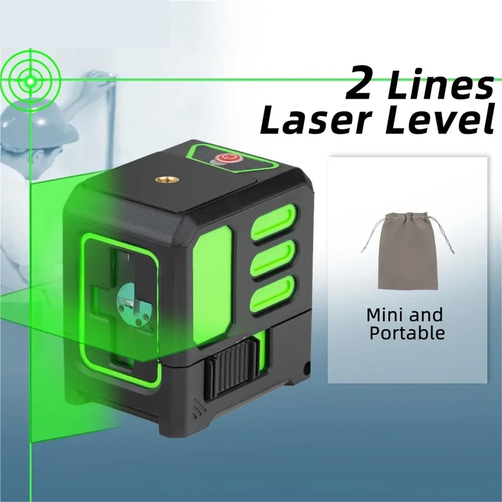medidor de Distancia láser, Nivel Láser Verde 2 Líneas 10M Autonivelante Horizontal Y Vertical Herramientas De Medición Súper Potentes