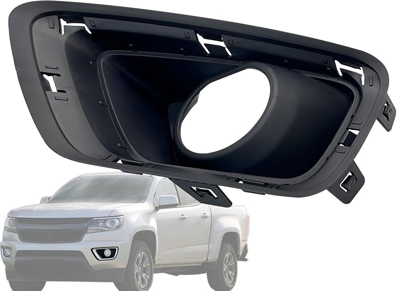 Moldura preta do farol de neblina dianteiro esquerdo Auto Parts Avenue para Chevrolet Colorado 2015 a 2022 – 1 unidade