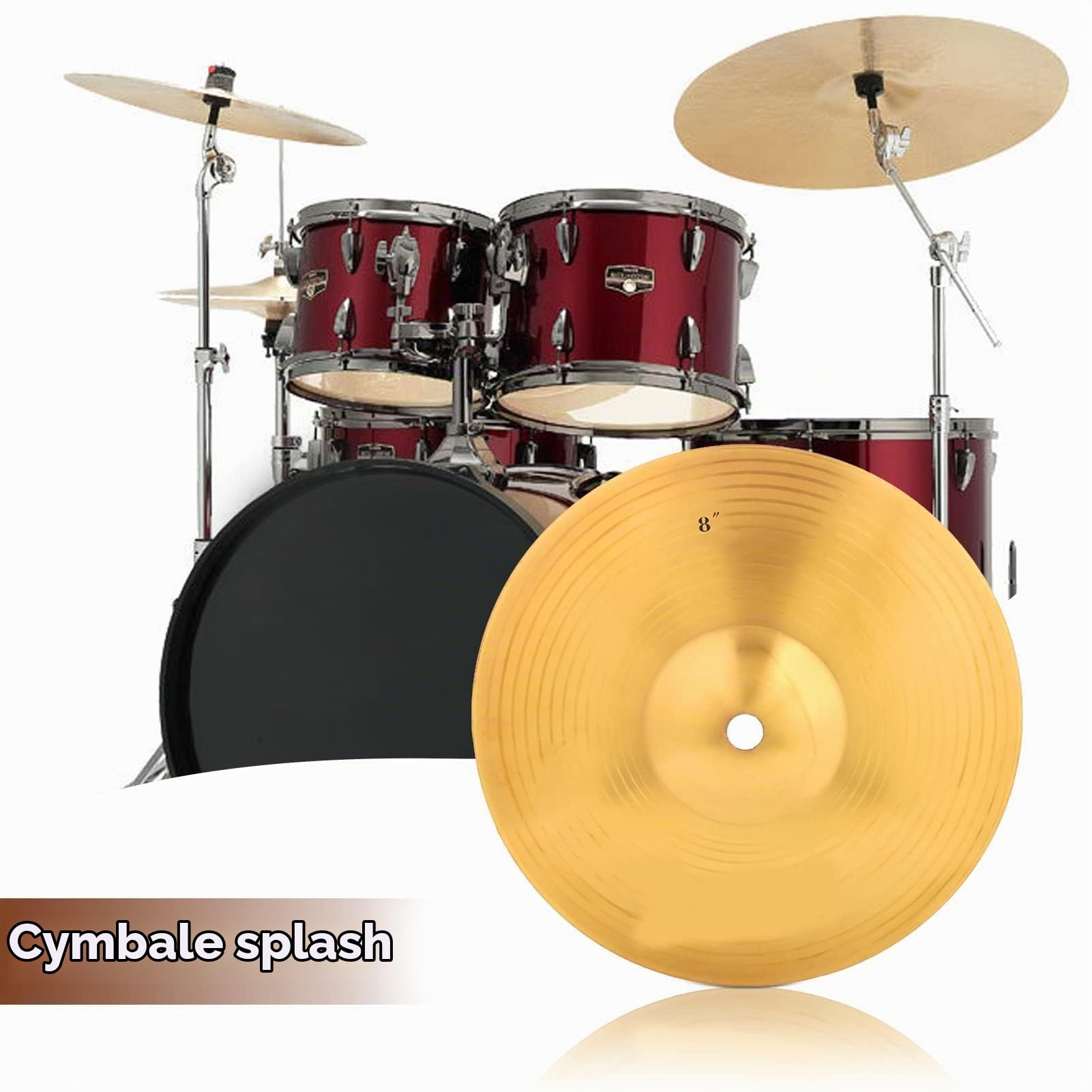 Cymbale Splash 8 pouces, cymbale Rock Crash 20 x 20 x 0,7 cm/7,9 x 7,9 x 0,27 pouces cymbale de batterie en alliage de laiton accessoires de percussion Crash pour instrument de musique