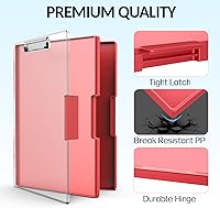 Vista 4 de Sooez Portapapeles con almacenamiento, portapapeles de plástico de alta resistencia Cleaview de 8.5x11 con almacenamiento doble, portapapeles