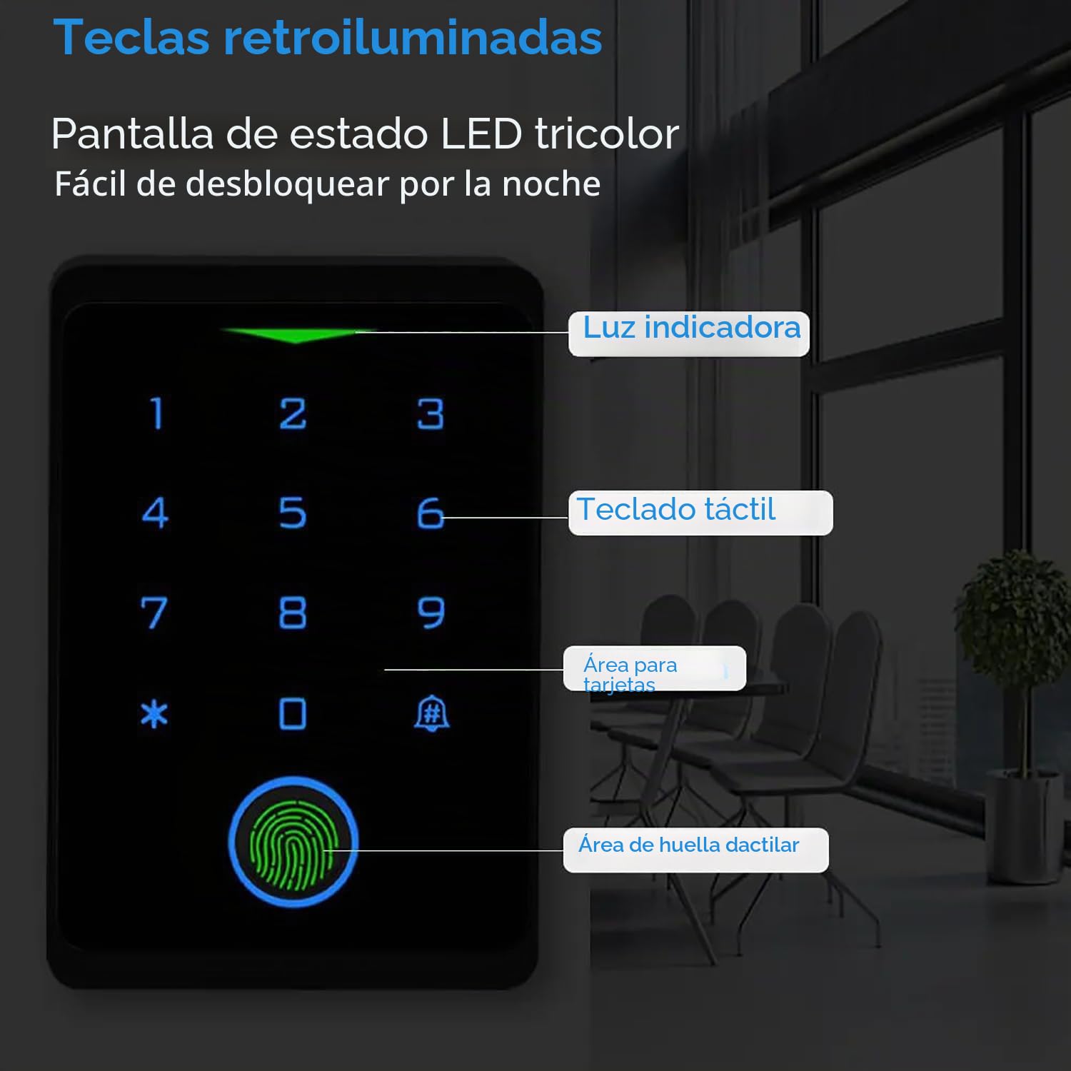 Kit de Sistema de Control de Acceso WiFi, Biométrico de Huellas Dactilares Sistema de Contraseña Táctil, Impermeable IP68, Desbloqueo Remoto Inteligente con 5 Llaveros RFID