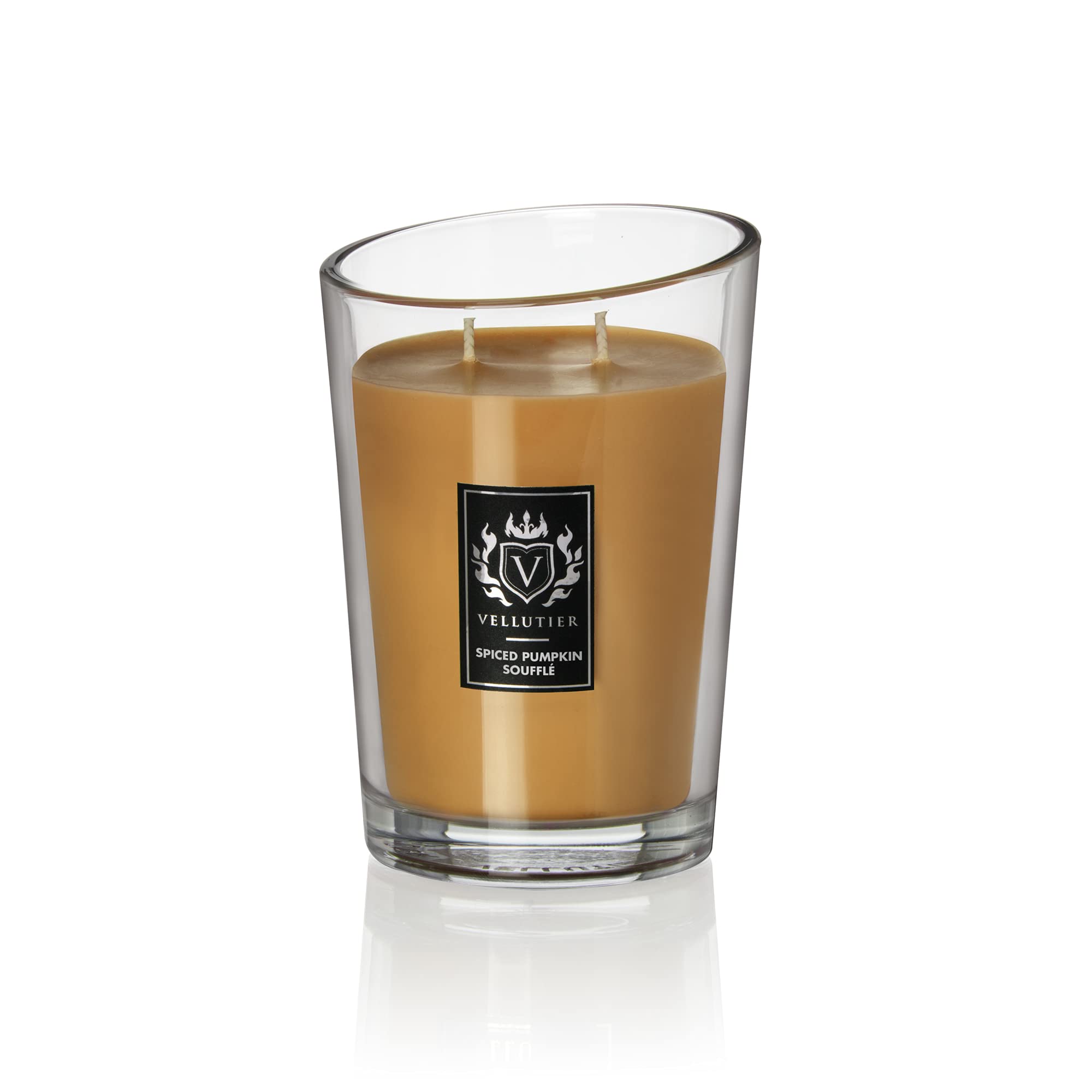 Vellutier Candela Profumata Spiced Pumpkin Souffle’, Candela in Barattolo, Specialmente Formulata con Cera Vellutata, Coperchio Legno, Aroma di Mandorla e Cannella, 16 x 11 cm, Grande, 515 g