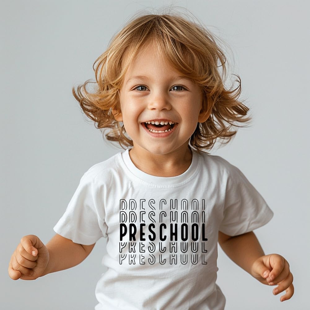Kids Toddler Baby Boys Girls Back to School Shirt First Day of Preschool T-Shirt Short Sleeve Top