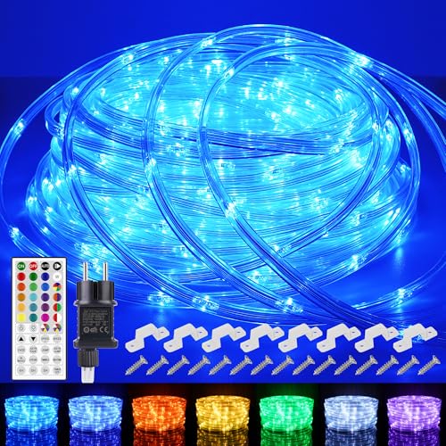 30M LED Schlauch Lichterkette Außen Strom, 300LED 24Farbe RGB Outdoor Lichterkette Lichtschlauch, 128 Modi IP68 Wasserdicht Lichterschlauch mit Fernbedienung für Innen Zimmer Patio Garten Balkon