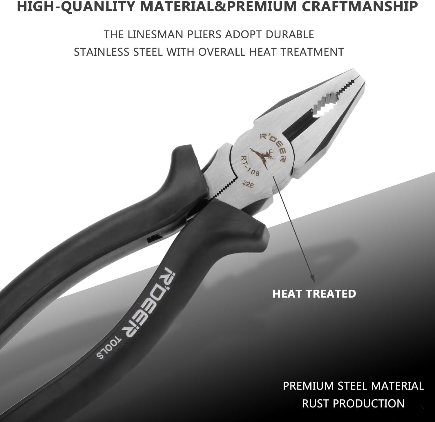 Rongon Multi-Tool Plier, Stripped Screw Extractor Pliers,Side Cutter Linemans Pliers, Damaged Screw Removal Tool for Cutting Wires Craft, Comfort Grip Handle
