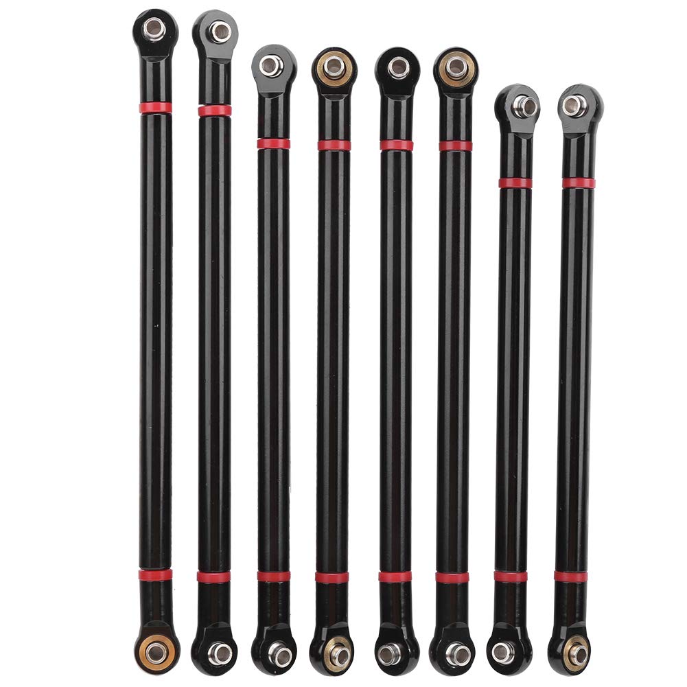 VGEBY RC Link Rod, 8Pcs Lightweight Aluminium Alloy 1:10 Scale Remote Control Crawler Car Pull Rod Kit RC Upgrade Modified Parts Fit for Aixal SCX10 1/10 RC Car(Black) Car Model