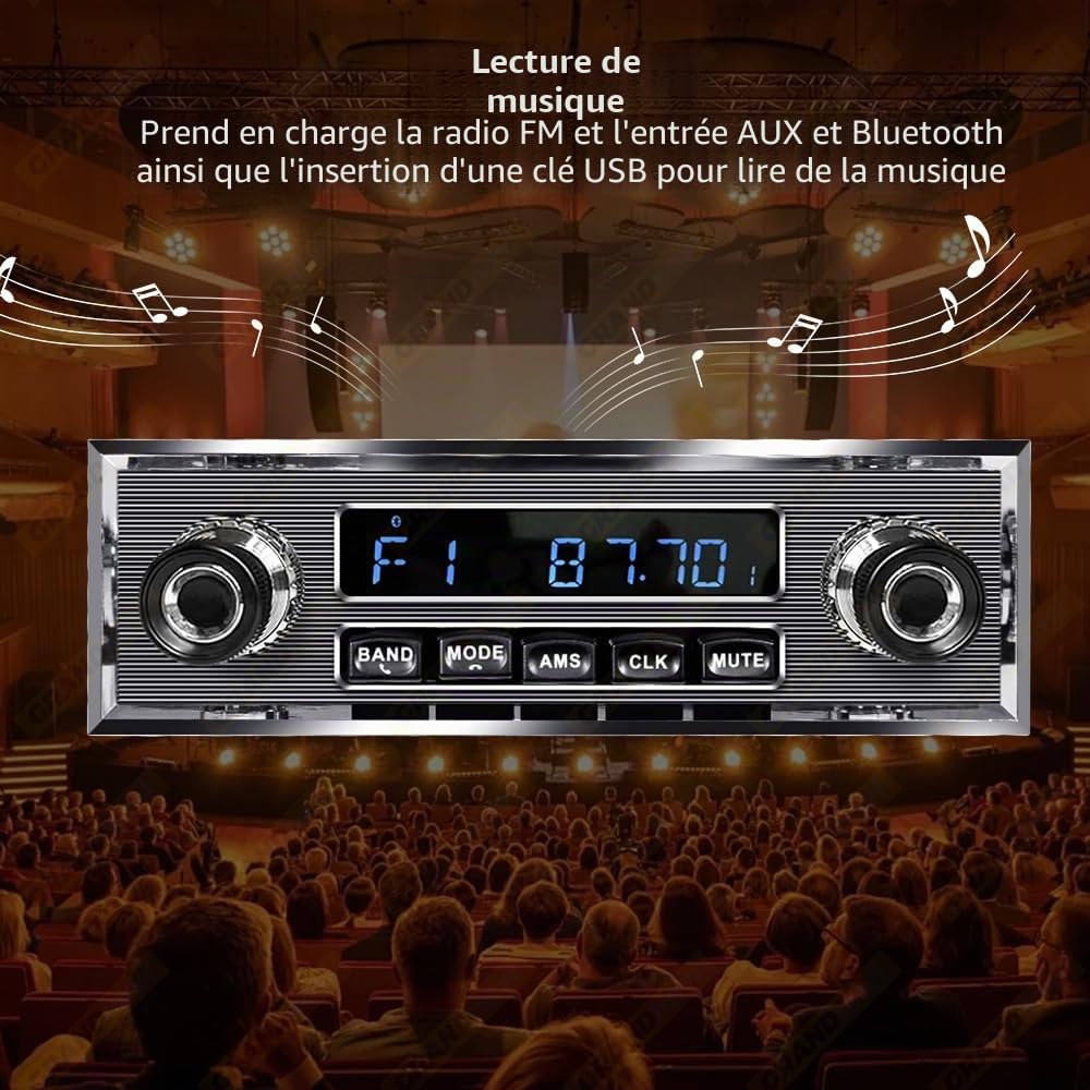 Autoradio 1 DIN, Lecteur MP3, stéréo Classique, rétro, Compatible FM, AUX, EQ, entrée USB, Bluetooth intégré au Tableau de Bord for Benz