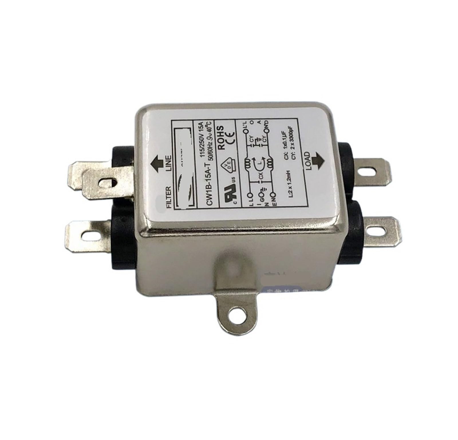 WBBAYDRFR CW1B 3 6 10A Anti-Interference Power Filter 15E AC 220V Single Phase T(CW1B-15A-T)