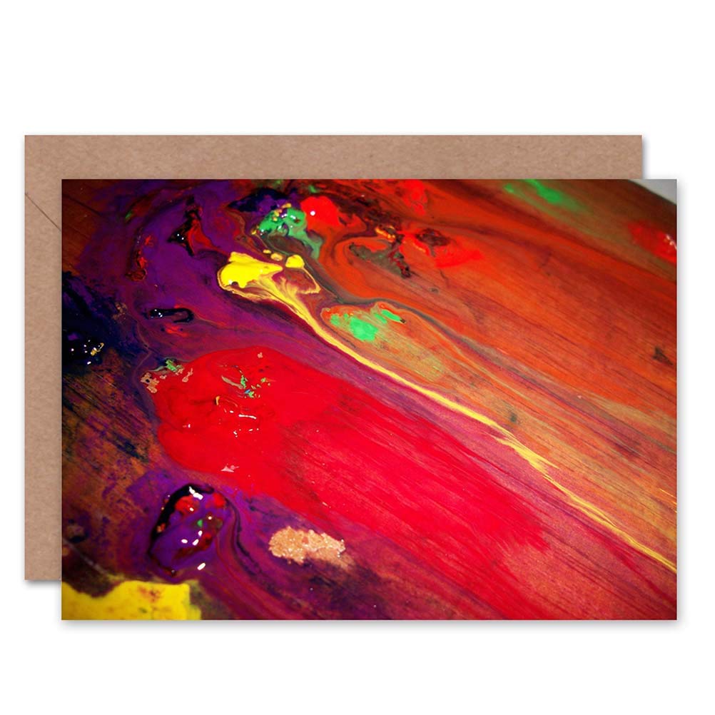 Wee Blue Coo ABSTRACT PAINT ARTIST PALETTE COLOURS BIRTHDAY BLANK GREETINGS CARD