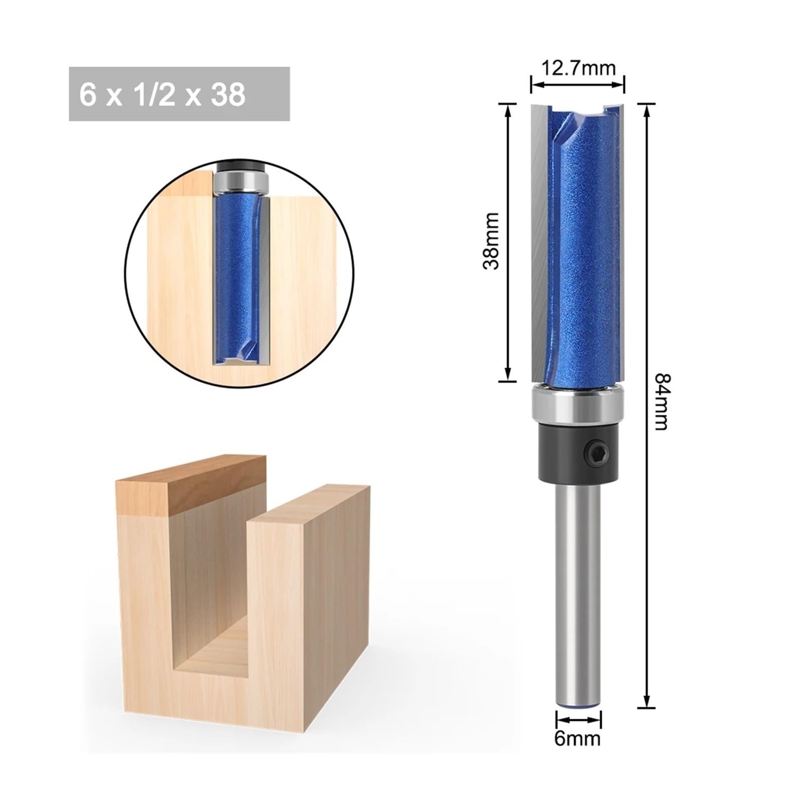 1/4 pièces 1/4 en 6mm tige fraise routeur coupe bois fraise double lames(6X12.7X38mm)