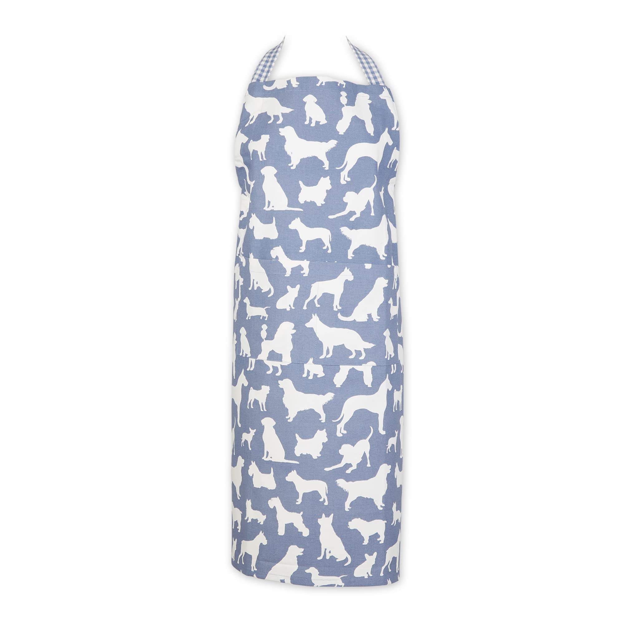 DII Everyday Pets Kitchen Collection Chef Apron, Large Pockets & Adjustable, 35x28, Stonewash Blue Dog Print